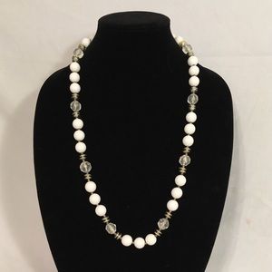 Long While & Clear Beaded Necklace